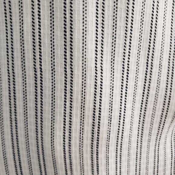 Asher by Fab'rik Zurich Tulip Sleeve Ruffled High Low Wrap Striped Dress Medium - Picture 7 of 12